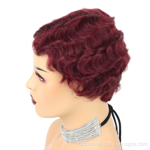 China natural colour cheap cost effective New Style Machine Made classic hand push wave brazilian Human Hair Wigs for Women